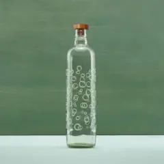 Bubbles Glass Water Bottle with Wooden Stopper-750 ml