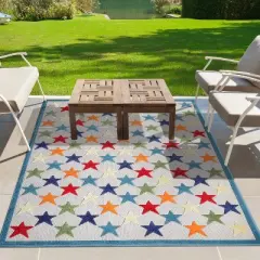 Whimsical Stars Modern Indoor Outdoor Area Rug by Blue Nile Mills  