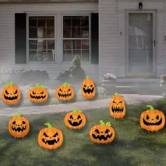 Big Dot of Happiness Halloween Pumpkins - Lawn Decorations - Outdoor Jack-O'-Lantern Party Yard Decorations - 10 Piece