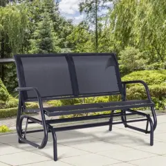 Outsunny 2-Person Outdoor Glider Bench Patio Double Swing Rocking Chair Loveseat w/Power Coated Steel Frame for Backyard Garden Porch