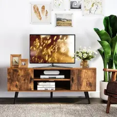 Costway Industrial TV Stand Entertainment Center for TV's Up to 55" w/ Storage Cabinets