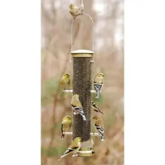 Aspects Quick-Clean Tube Wild Bird Feeder with 8 Perches, 1.25 Quart Capacity, Antique Brass