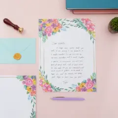 Pipilo Press 100 Sheets Floral Stationary Paper For Party Invitations, Cards, Thank You Notes, 8.5X11 In