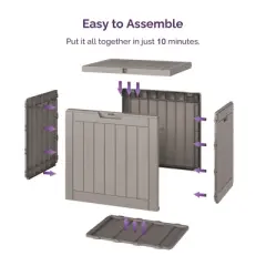 Sersper Outdoor Storage Box, 30 Gallon Deck Box Multiple Use, Waterproof Resin Storage Bin with Lockable Lid,UV Resistant, Brown