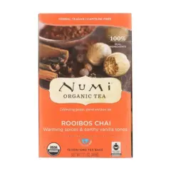 Numi Organic Herbal Rooibos Chai Tea - Case of 6/18 Bags