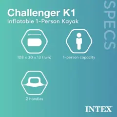 Intex Challenger Inflatable Kayak Set and Accessory Kit with Oars & Pump