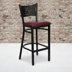 Emma and Oliver Black Coffee Back Metal Restaurant Dining Barstool