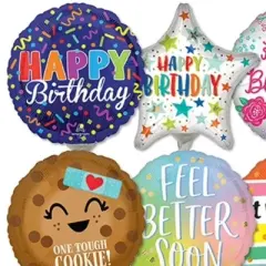 LoonBalloon 9 Inch Birthday & Get Well Stick Value Pack Balloons (30 Pack) - Pre-Inflated