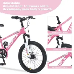 RISOKEYS 20 Inch Single Speed Mountain Bike for Kids Age 7-10,Front Suspension Fork Kids' Bicycles,Disc Brake & Adjustable Seat,for Boys Girls
