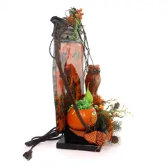 Halloween 17.5 Inch Moon And Owl Electric Figurine Halloween Figurine , Lighted Halloween Decor Lighted Pumpkin Grapevine (1PC)