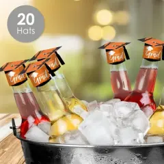 Big Dot of Happiness Orange Grad - Best is Yet to Come - DIY Grad Cap Orange Graduation Party Bottle Topper Decorations - Set of 20