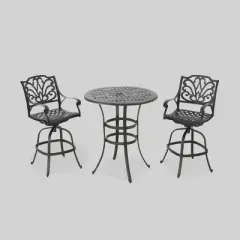 Alfresco 3pc Cast Aluminum Patio Bar Set Bronze - Christopher Knight Home