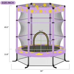 Jump Into Fun 55" Trampoline Fitness Mini Toddler Trampoline With 360 degree protective net, Reinforced L-shaped legs Gifts for Boys & Girls