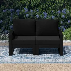 WestinTrends Montara Outdoor HDPE All-Weather Modern Patio Loveseat with Waterproof Cushions