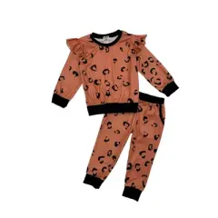 Girls Girls The Ruffled Leopard Loungewear Set - Mia Belle Girls