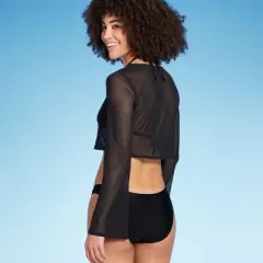 Women's Tie-Front Cropped Mesh Cover Up Cardigan - Wild Fable&trade;