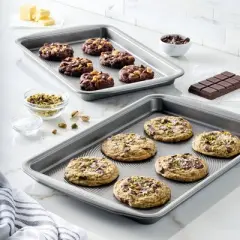 Circulon 2pc Nonstick Cookie Sheet Set Gray: Steel Bakeware, Even-Heating, Oven & Dishwasher Safe, Lifetime Warranty