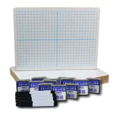 Flipside Products Dry Erase XY Axis, Two-Sided, Pens & Erasers, 9" x 12", Pack of 12