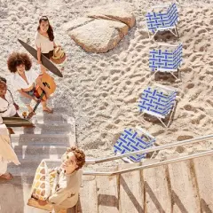 Tangkula 4pcs Folding Beach Chair Camping Lawn Webbing Chair Lightweight 1 Position Blue