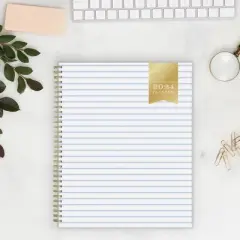 Day Designer 2024 Planner 8.5"x11" Weekly/Monthly Frosted Cover Ticking Stripe Blue