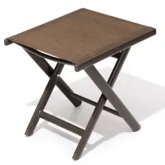 Crestlive Products Outdoor Side Table, Aluminum Outdoor End Table, Outdoor Folding Side Table with Textilene, Small Patio Coffee Table