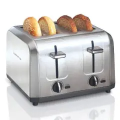 Hamilton Beach 4 Slice Toaster Brushed Stainless Steel - 24714: Automatic Shut-Off, 1500W, Double Toaster, Silver