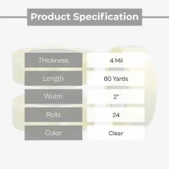 PSBM 24 Rolls Clear Reinforced Filament Tape, 2" x 60 Yards, 4.0 Mil, Economy Grade