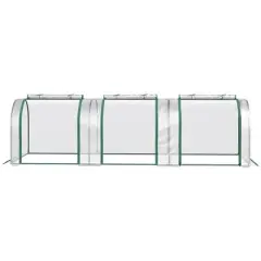 CAVINAS 6'x 3' Galvanized Raised Garden Bed with Mini PVC Greenhouse Cover Garden Sheds with Roll-Up Windows