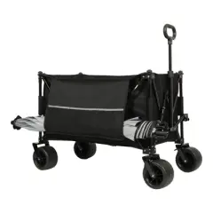 RISOKEYS All-Terrain Folding Utility Wagon Cart with 480lbs Capacity,150L Large Capacity & 4 Beach Wheels-Adjustable Handle for Camping,Beach