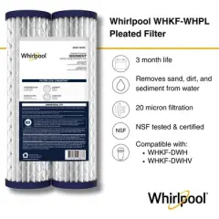 Whirlpool 10" x 2.5" Whole House Pleated Water Filter, 20 Micron, NSF Certified, WHKF-WHPL