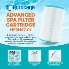 Hurricane 2 Pack HF6H47-01 Advanced Spa Filter Cartridge Replacement for PTL47W-P4-M, Unicel 6CH-47RA, Filbur FC-0315M, Advanced/LA Spas, Aber Hot Tub