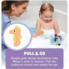 Tomy Swimming Bluey Bath Toy with Seahorse&ndash; Water Toy for Tub or Pool