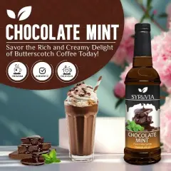 Syruvia Chocolate Mint Syrup - 25.4 fl oz. Premium Flavoring Syrup For Coffee