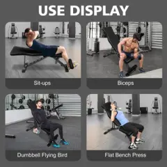 NAYSAYE Exercise Trainers Weight Bench Adjustable Foldable Sit-up Chair for Strength Training in Home Gym and Living Room, Black, 31.89"*8.78"*14.48"