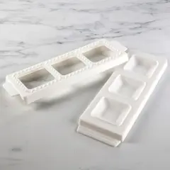 Unique Shaped Ravioli Molds - 2" Squares - Homemade Filled Pasta Maker- 2 Piece Tray & Press makes 3 Raviolis or Pastry at a Time, Easy to Use &