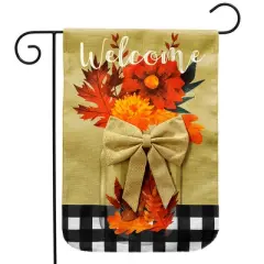 Briarwood Lane Fall Garden Flag 12x18 For Outdoor Fall Floral Mason Jar Burlap For Fall Garden Flag Flags For Outside