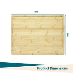 Bamboo Cutting Board 24x18x0.8 Inch Square Bamboo Chopping Board Durable Eco-Friendly Natural