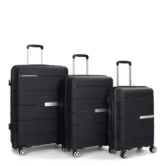 FATMOON Hardshell Suitcase Double Spinner Wheels PP Luggage Sets Lightweight Durable Suitcase with TSA Lock, Set of 3(20/24/28)