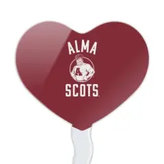 Alma College Scots Logo Heart Love Cupcake Picks Toppers Decoration Set of 6
