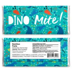 Big Dot of Happiness Roar Dinosaur - Candy Bar Wrapper Dino Mite T-Rex Baby Shower or Birthday Party Favors - Set of 24