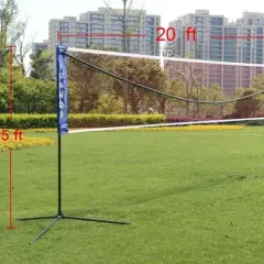 NAYSAYE Sport Net and Rebounder Portable Volleyball Badminton Tennis Net with Adjustable Heights for Indoor Outdoor Play, Black, 240"*7.00"*60"