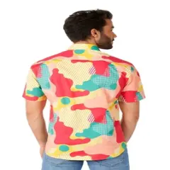 OppoSuits Men's Shirt - Short Sleeve Shirt Coral Camo - Multicolor