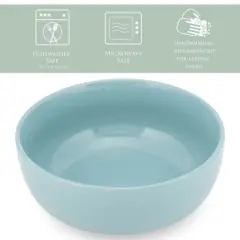 Elanze Designs Bistro Ceramic 7 inch Cereal Salad Bowls Set of 4, Ice Blue
