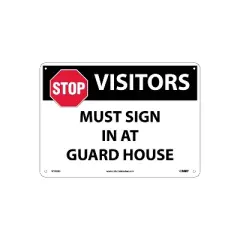 National Marker Notice Signs; Stop Visitors Must Sign In At Guard House Graphic 10X14 .040 Aluminum