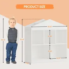 Toy Storage Organizer Kids Bookshelf White Bookcase  5 Cubby Toddlers Playhouse Cabinet Shelf for Boys Girls Wooden Cubby Storage Toy Shelf