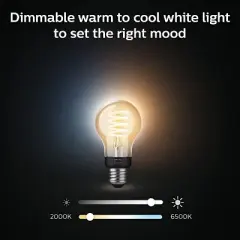 Philips Hue White Ambiance Filament A19 Bluetooth Smart LED Bulb