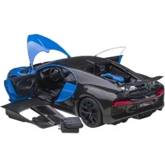 2019 Bugatti Chiron Sport French Racing Blue and Carbon 1/18 Model Car by Autoart