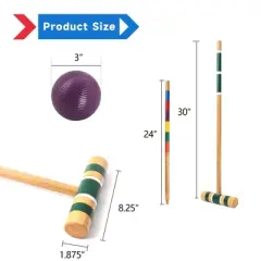 GSE 6-Player Croquet Set with Deluxe Wooden Mallets, Colored Balls, Sturdy Carrying Bag for Adults & Kids