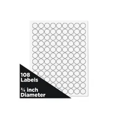 JAM Paper Circle Round Label Sticker Seals 0.75 Inch Diameter White 108/Pack 3147612190