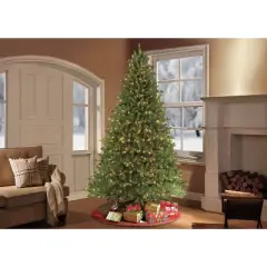 6.5ft Pre-lit Forest Fir Artificial Christmas Tree - Puleo: Incandescent Lights, Easy Setup